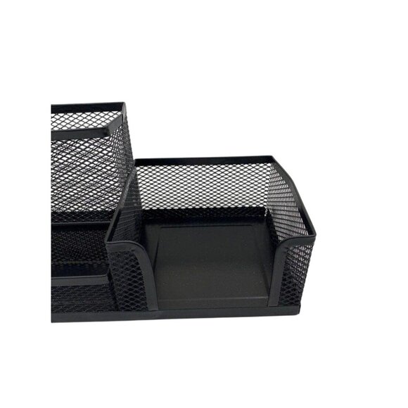 Metallic Mesh Desk Paper Box Organizer Tri-Basket Holder Black - Picture 4 of 9